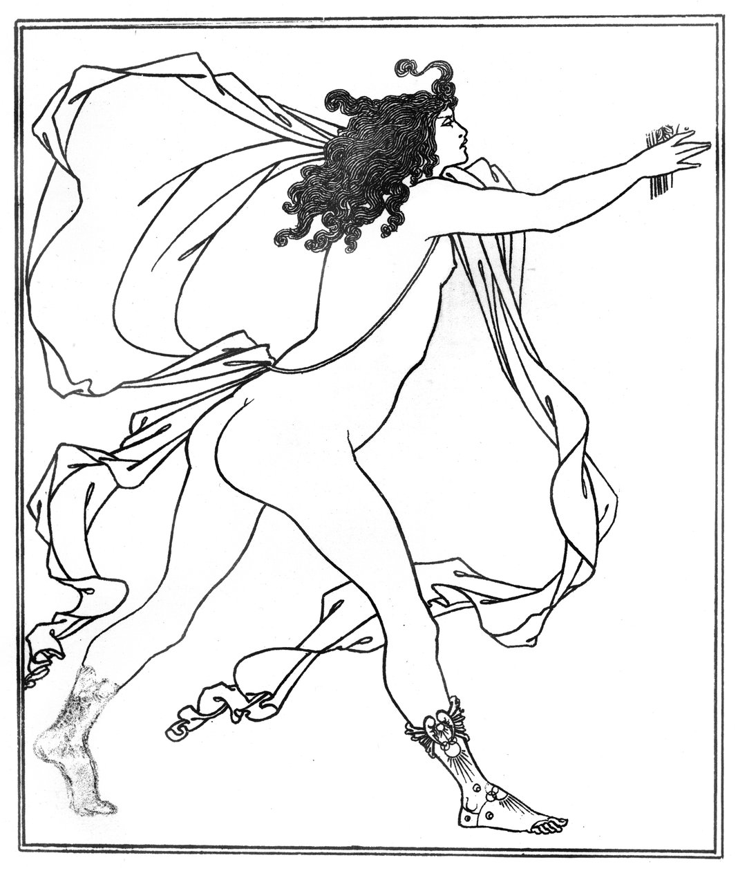 Apollo forfølger Daphne (pen og blæk) af Aubrey Beardsley