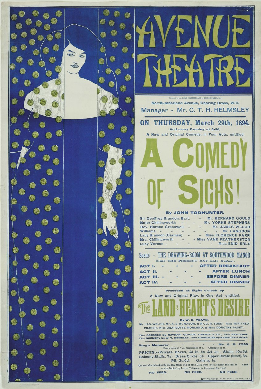 Avenue Theatre, en sukkomedie! Plakat, 1894 af Aubrey Beardsley