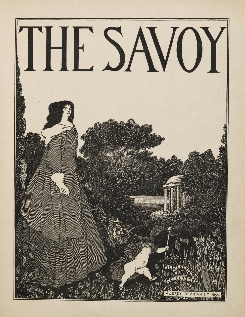 Forsidedesign til nr. 1 af "The Savoy" fra en bog med halvtreds tegninger af Aubrey Beardsley