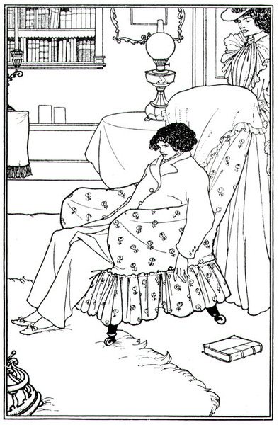 Frontispice til An Evil Motherhood, pub. af Elkin Mathews og Walt Ruding af Aubrey Beardsley