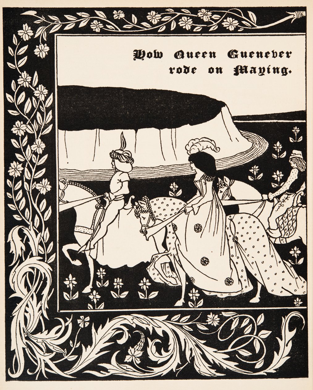 Hvordan dronning Guenever red på Maying af Aubrey Beardsley