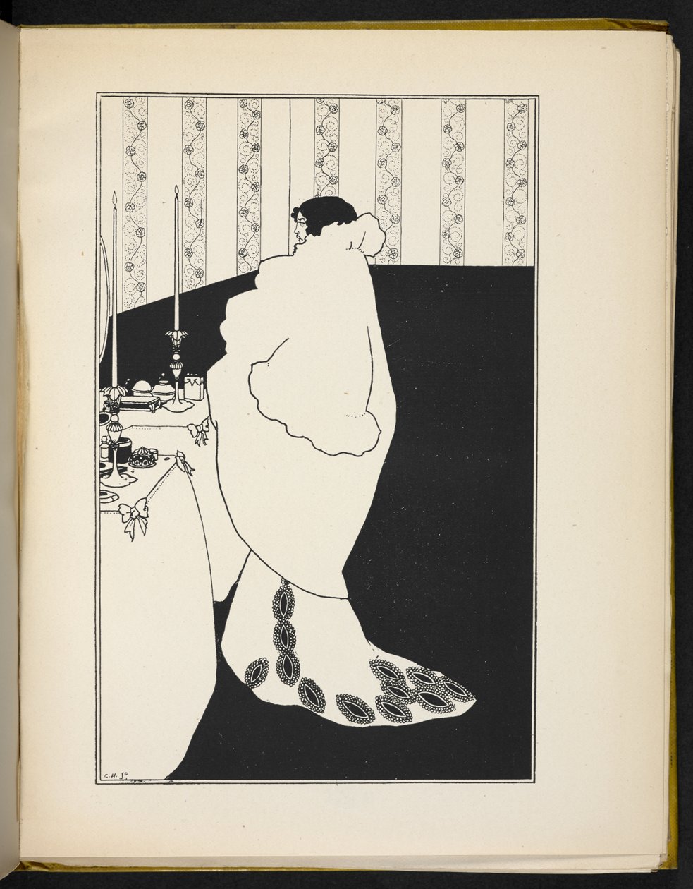 Illustration, der viser en kvinde af Aubrey Beardsley