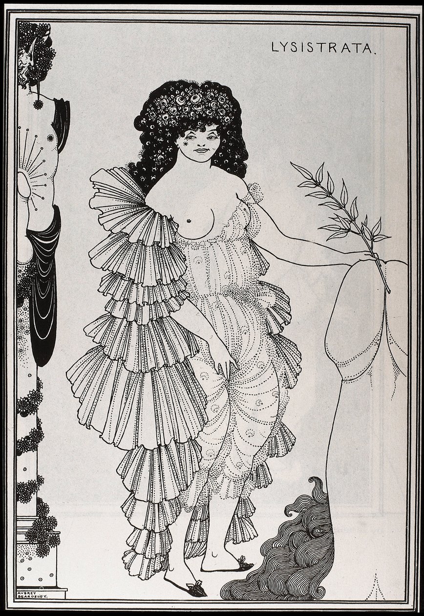 Lysistrate beskytter hendes køn af Aubrey Beardsley