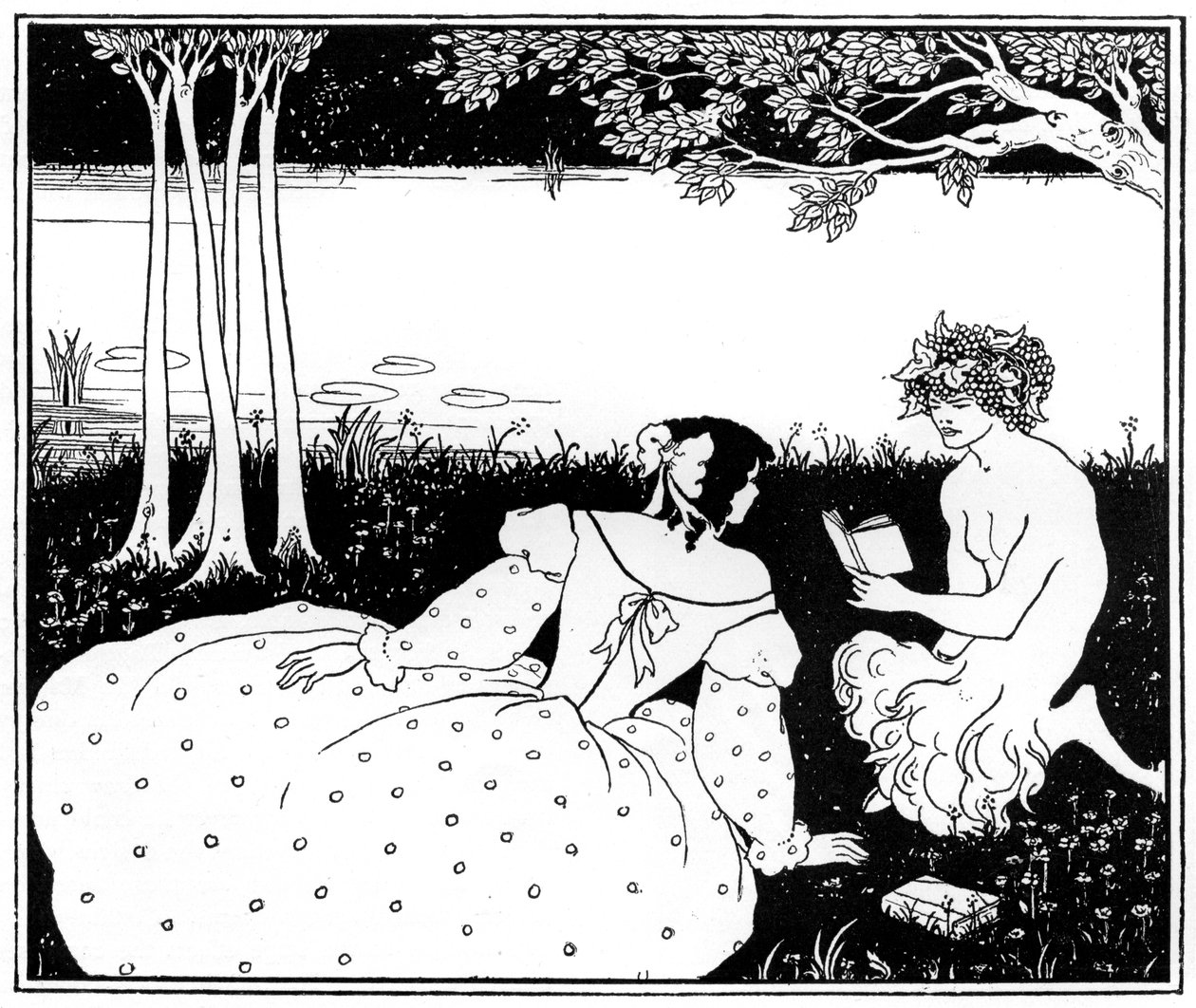 Pan læser for en kvinde ved en bæk, 1898. af Aubrey Beardsley
