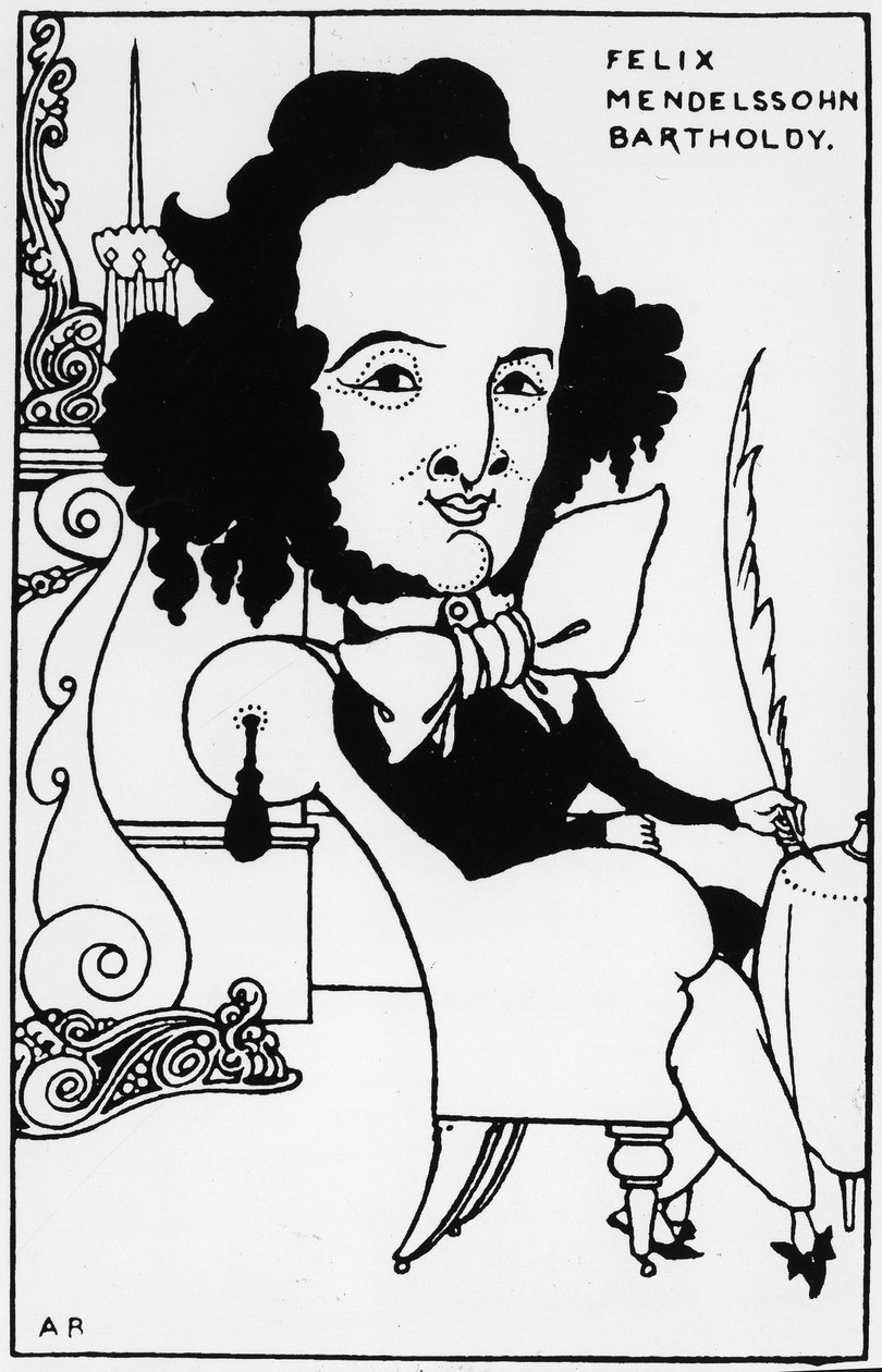 Portræt af Félix Mendelssohn - Bartholdy (1809-1847), tegning af A. Beardsley. af Aubrey Beardsley