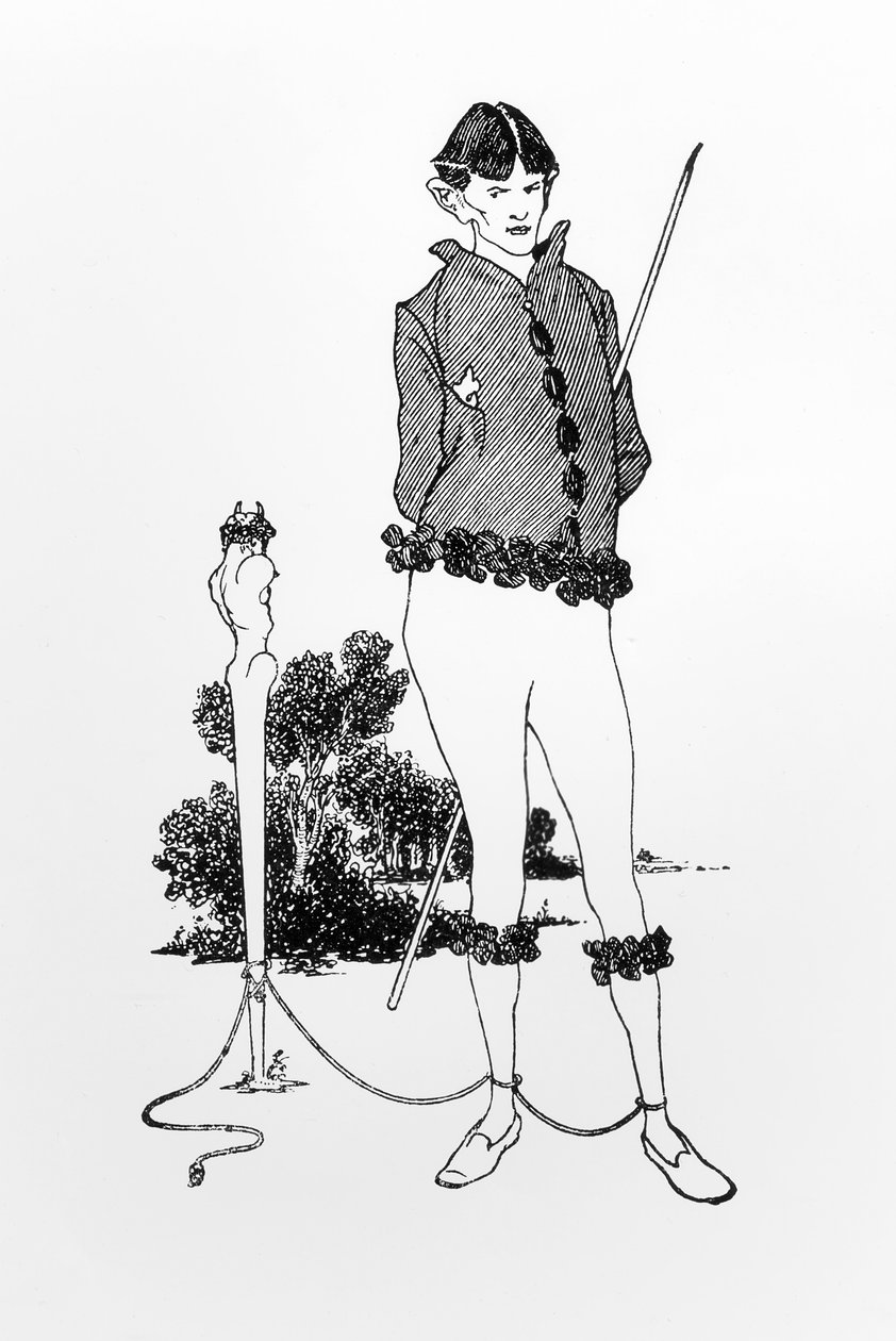 Selvportræt bundet til en herm af Aubrey Beardsley