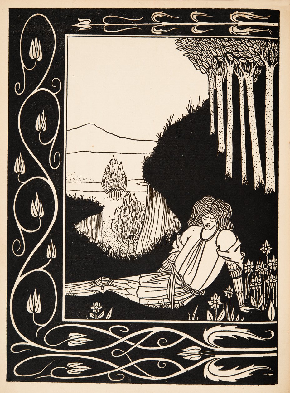 Sir Palomides gør stor sorg og sørger over La Beale Isoud af Aubrey Beardsley