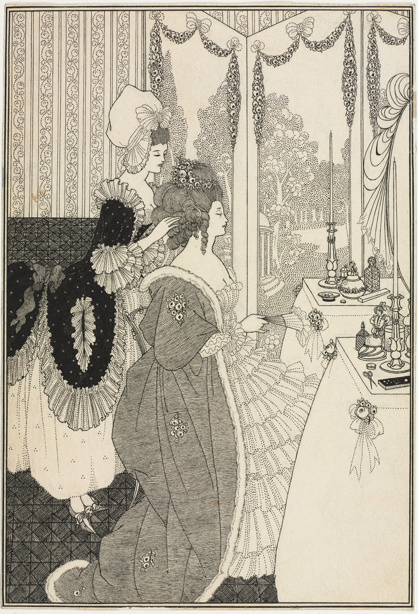 Toilettet, fra The Rape of the Lock af Alexander Pope, ca. 1895-96 (pen og blæk) af Aubrey Beardsley