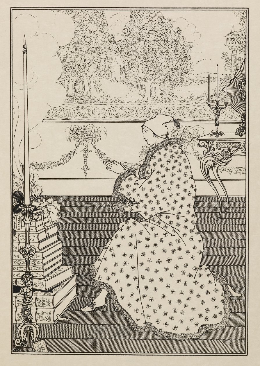 Baronens bøn. Fra "Låsens voldtægt". fra en bog halvtreds tegninger af Aubrey Beardsley