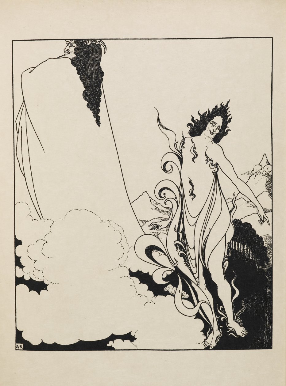 Det fjerde tableau af Rhinegold fra en bog med halvtreds tegninger af Aubrey Beardsley