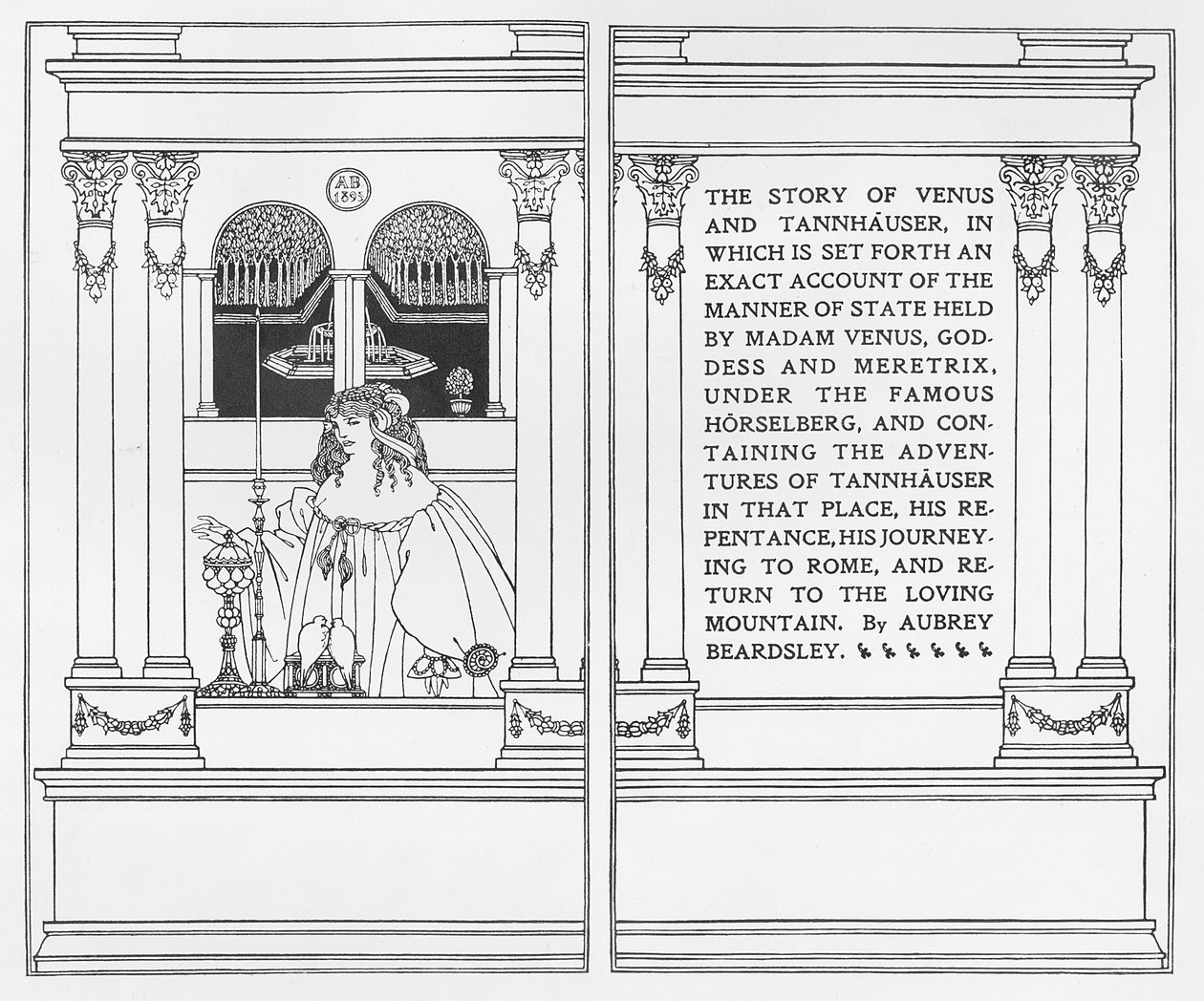 Titelblad fra "Historien om Venus og Tannhauser", 1895 af Aubrey Beardsley