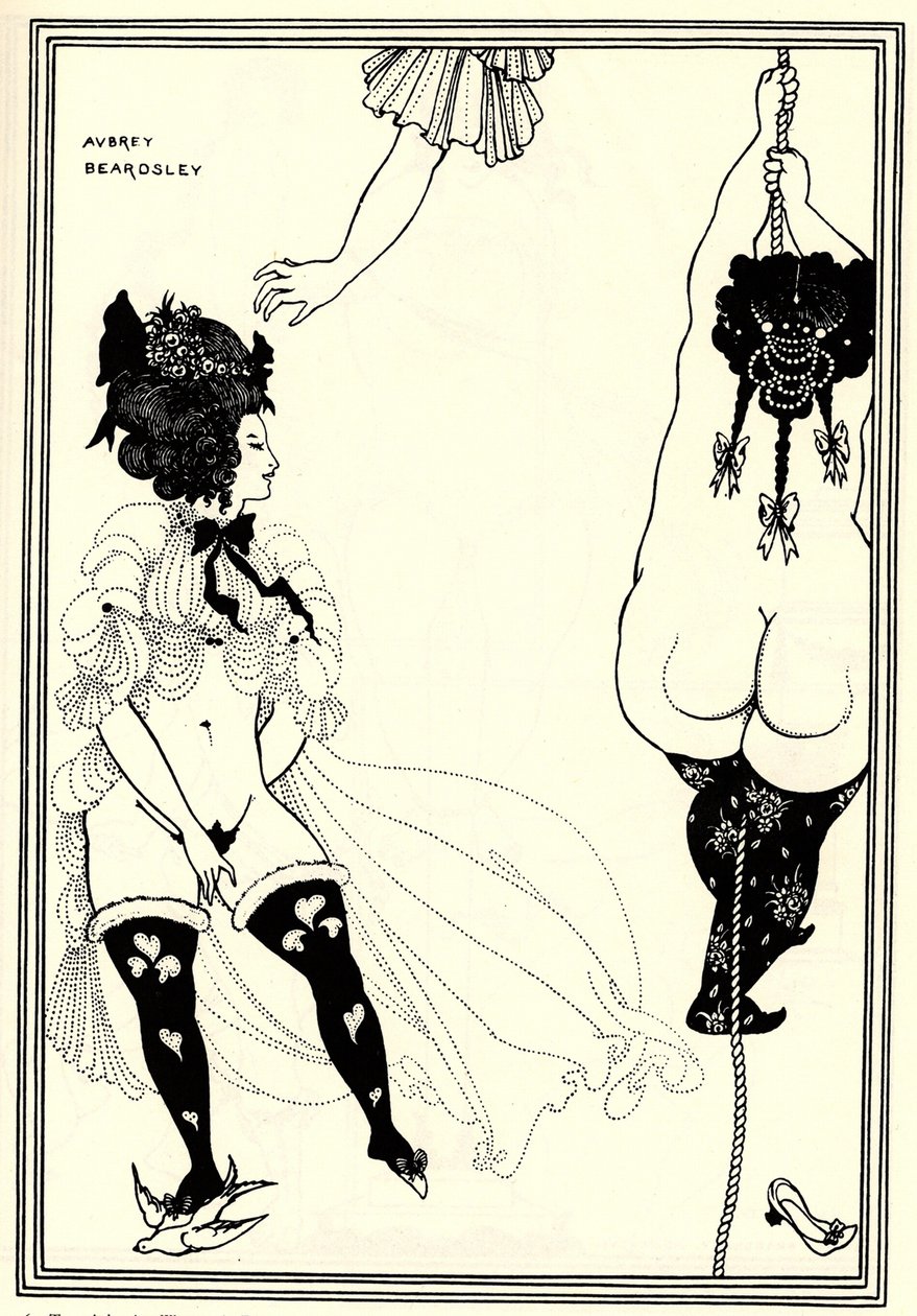 To athenske kvinder i nød. Illustration til The Lysistrata of Aristophanes, 1896 af Aubrey Beardsley