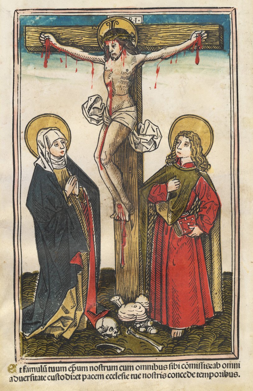 Kristus på korset med Jomfruen og Sankt Johannes af Augsburg 15th Century