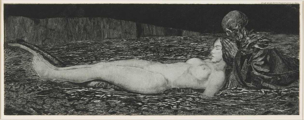 En død kvinde, fra serien Death and the Maiden, 1907 af August Bromse