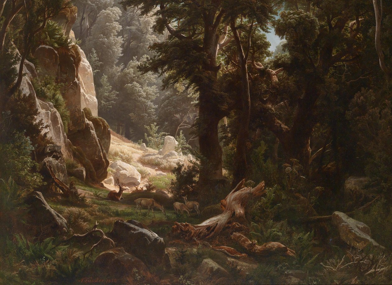 Rådyr i skovens indre af August Friedrich Kessler