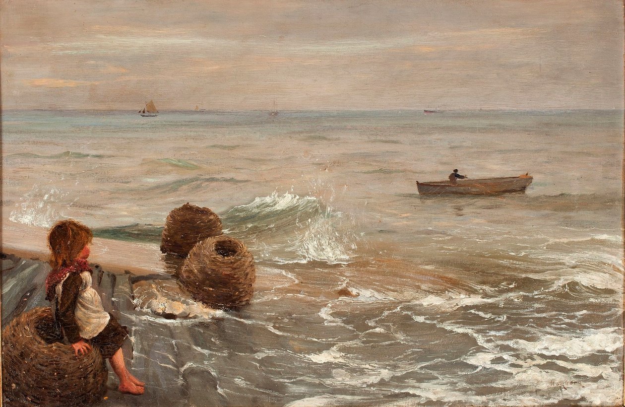 Pige ved kajen af August Hagborg