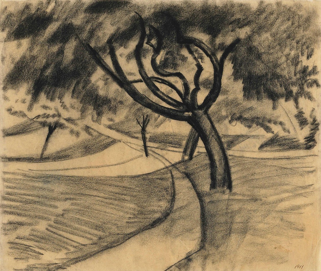 Træ og marker af August Macke