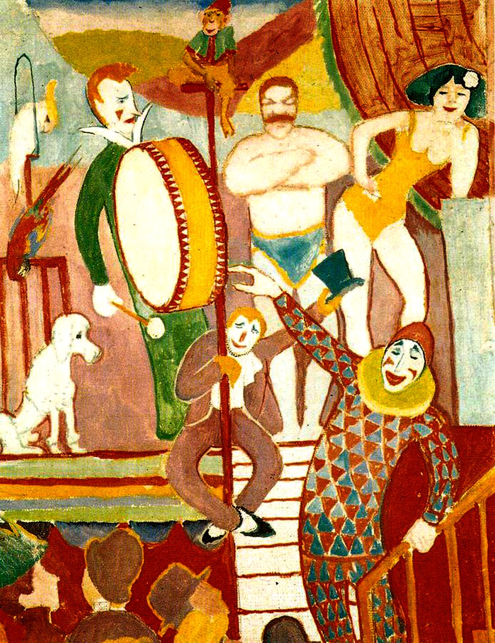 Cirkuskunstnere, 1911 af August Macke