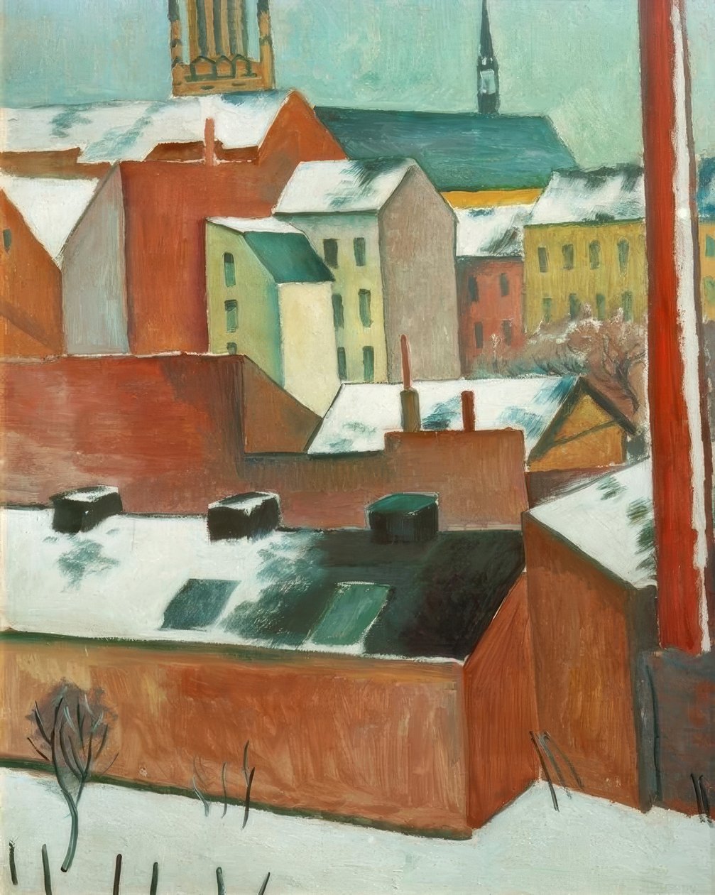 Marienkirche i Bonn i sneen af August Macke