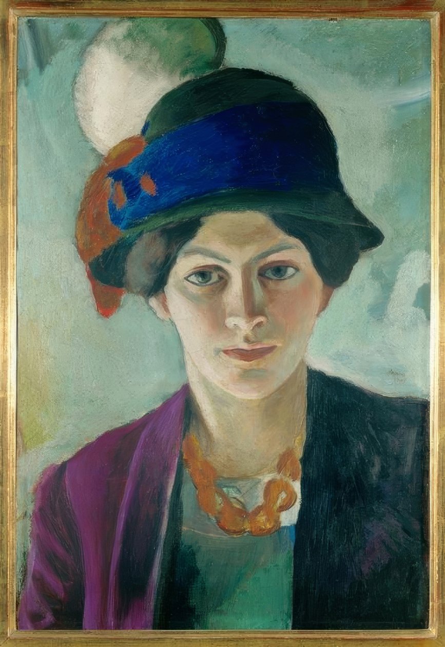 Kunstners kone med hat af August Macke