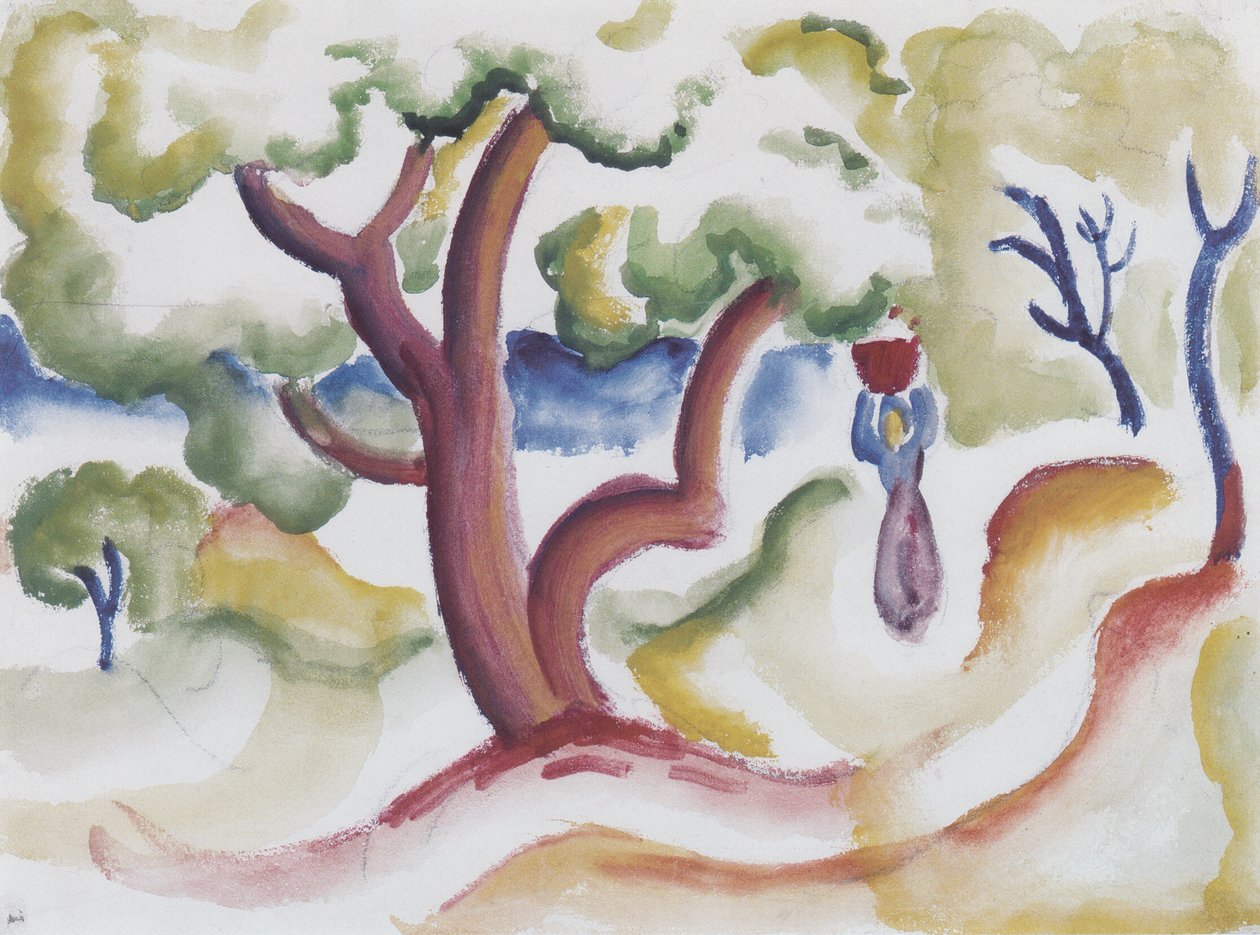 Kvinde med et krus under Baumann af August Macke