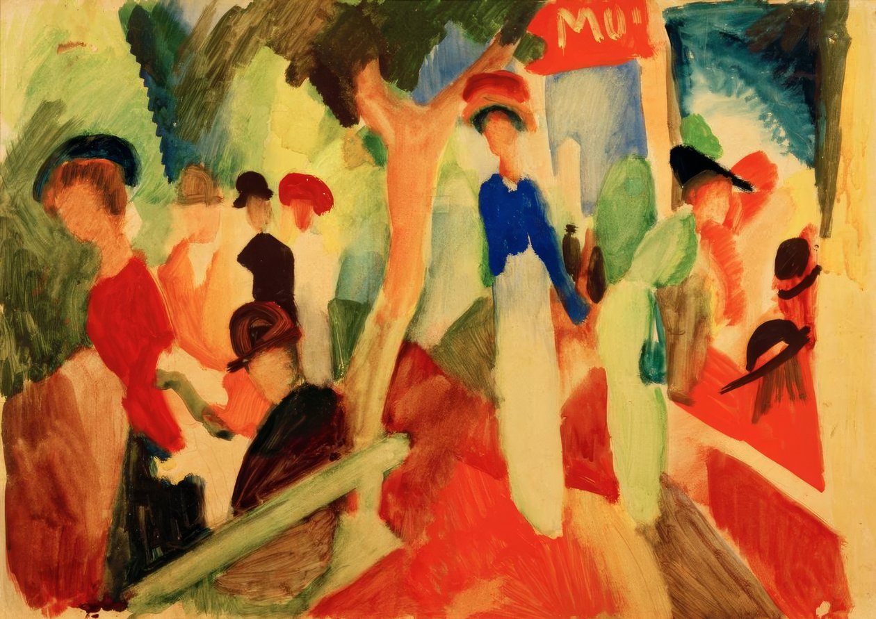 Hattebutik på promenaden af August Macke