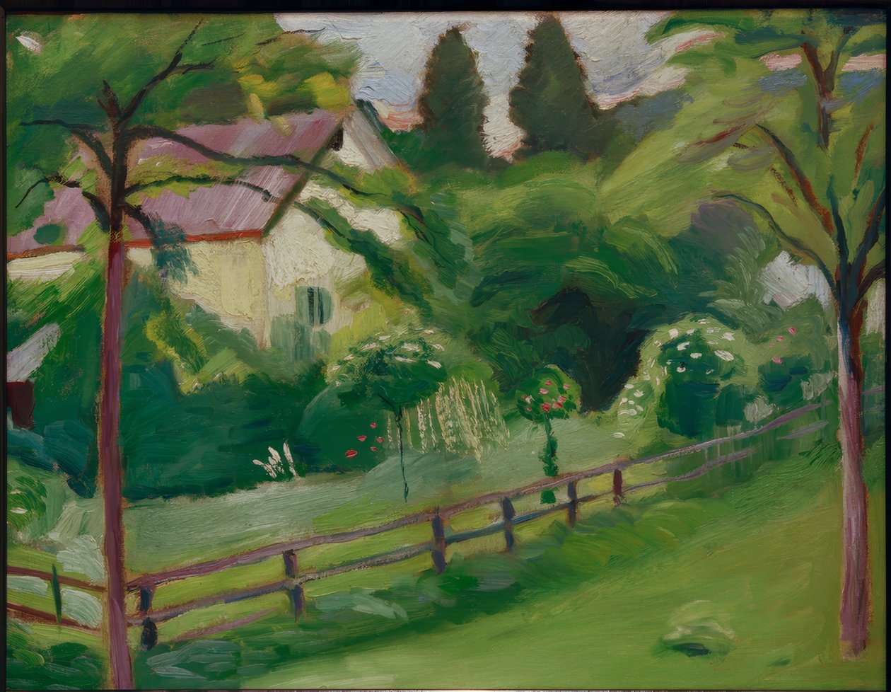 Hus på landet med have af August Macke