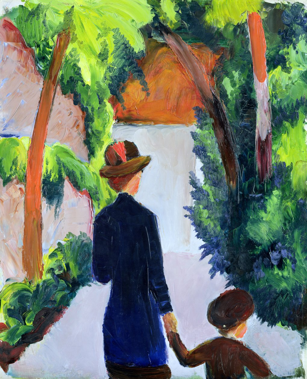 Mor og barn i parken, 1914 af August Macke