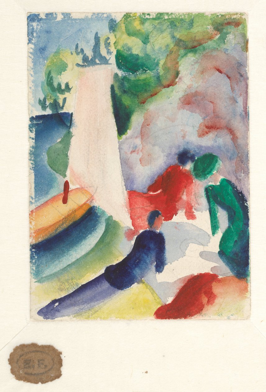 Picnic på stranden (picnic efter sejlads), 1913 af August Macke