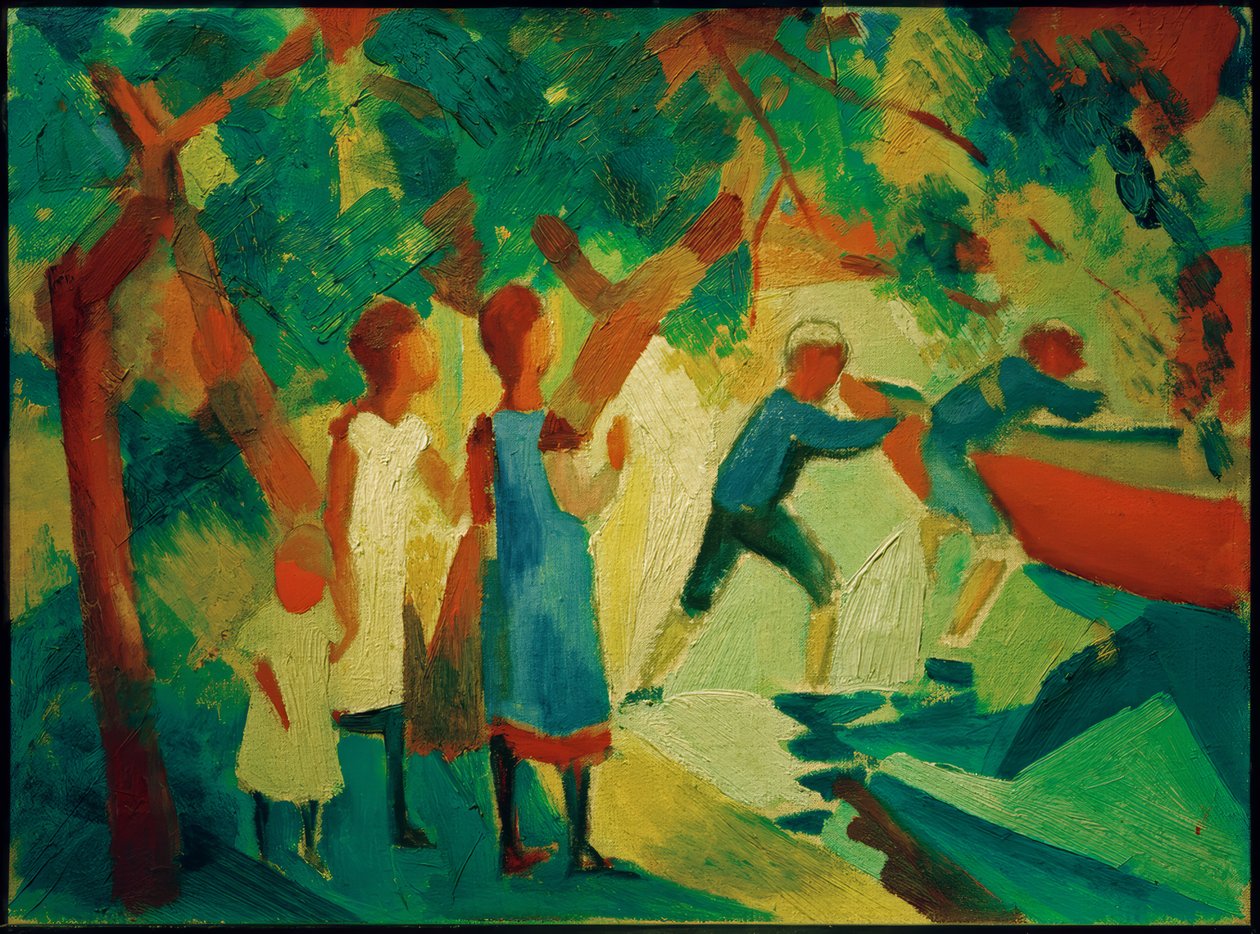 Børn leger ved vandet af August Macke