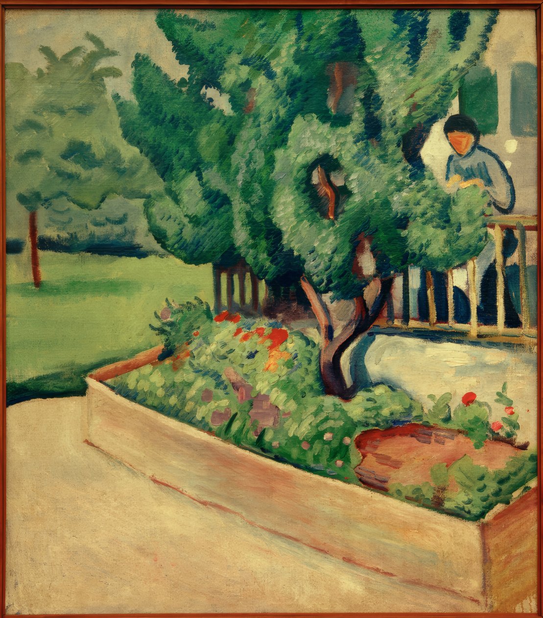 Foran huset i Tegernsee I af August Macke