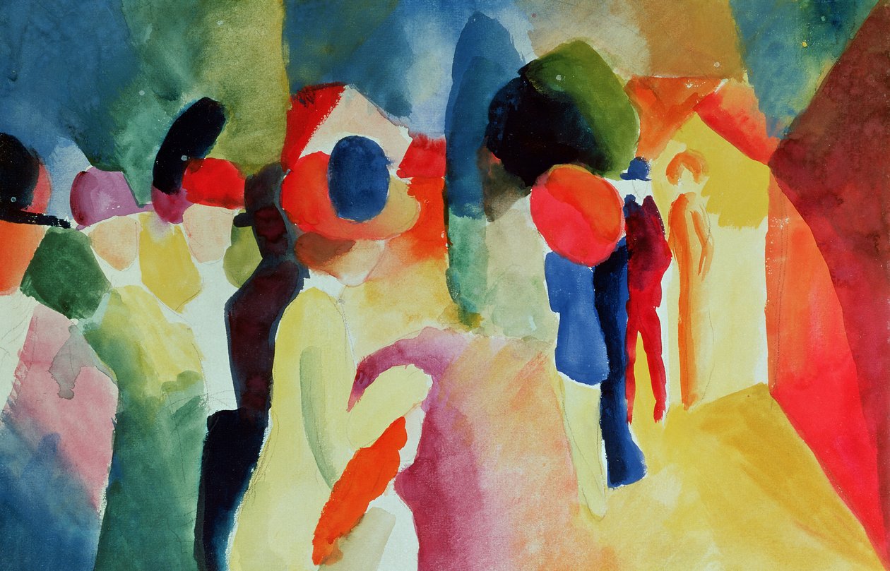 Kvinde med gul jakke, 1913 (akvarel) af August Macke