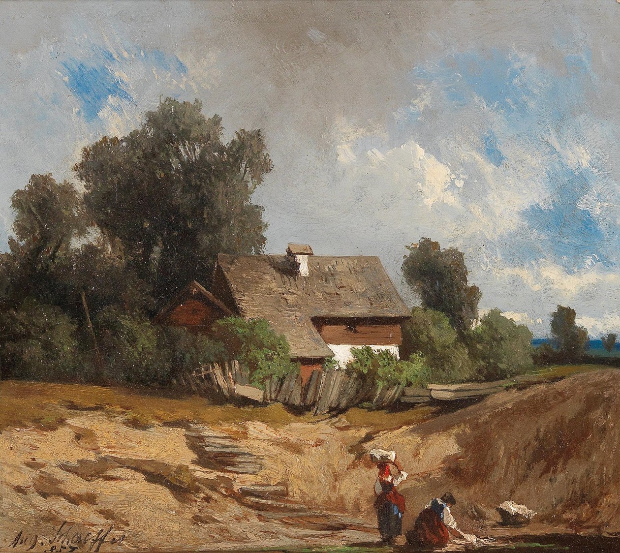 Vaskemaskiner ved floden af August Schaeffer von Wienwald
