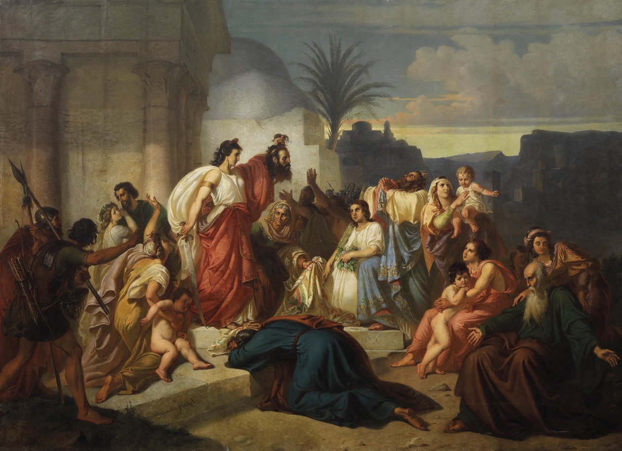 Judith viser hovedet af Holofernes til betulianerne af August von Heckel