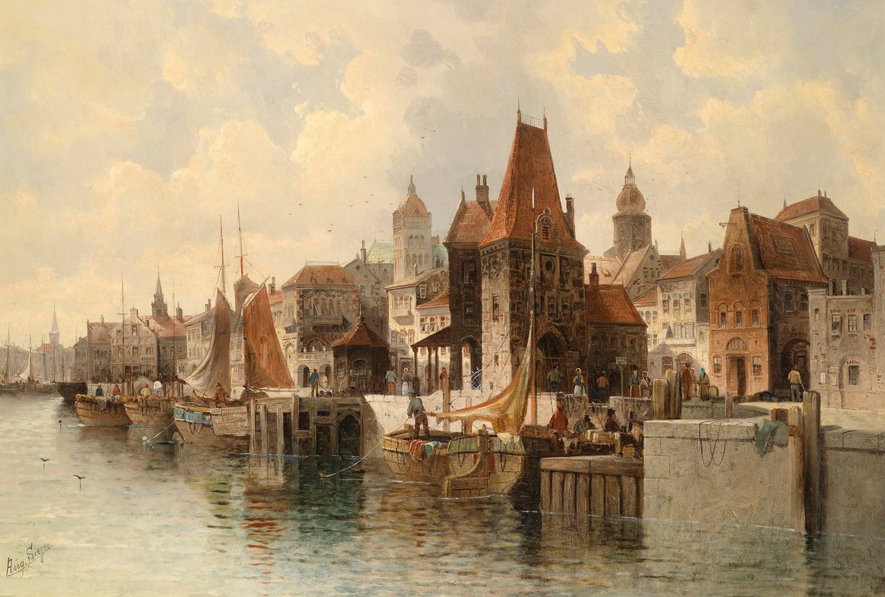 (Fiktion) by ved floden af August von Siegen