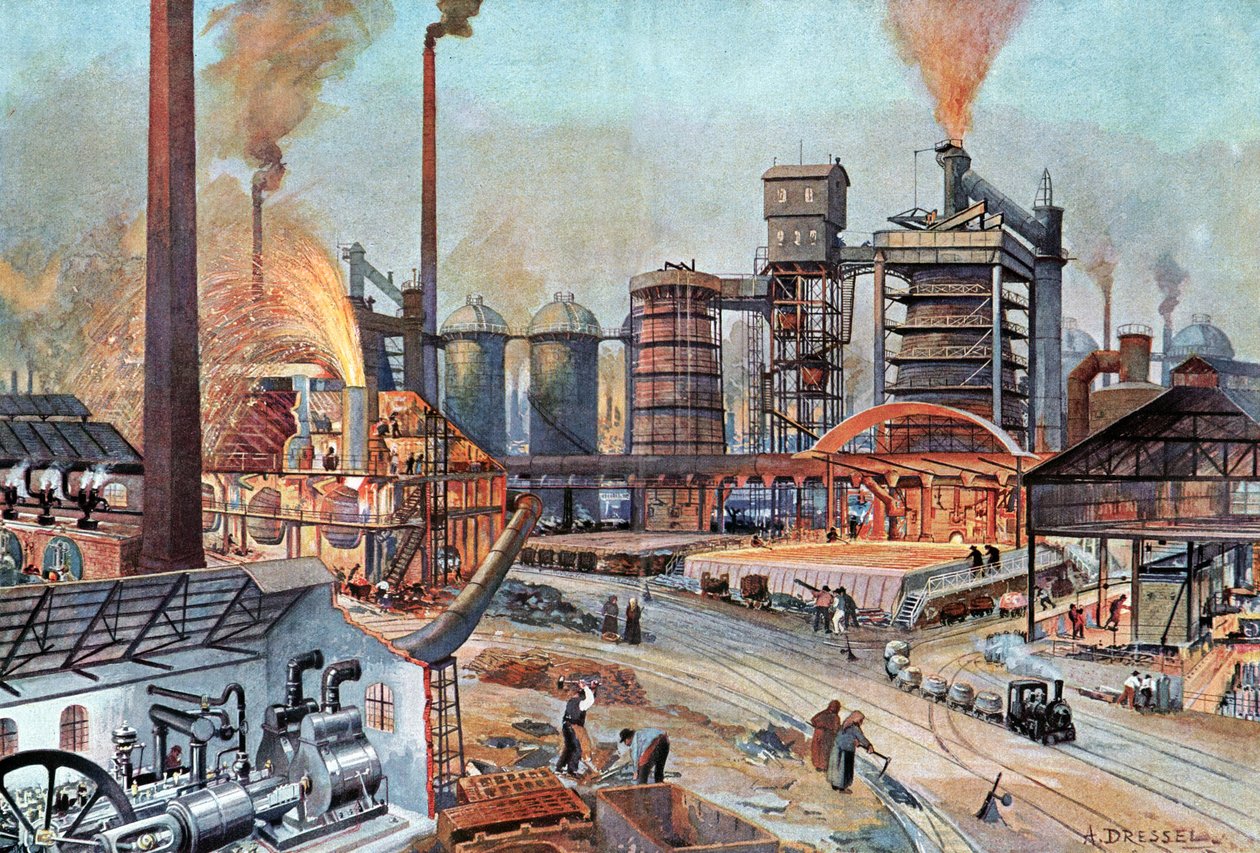 Stålindustri i Tyskland, ca. 1880 (illustration) af August (after) Dressel