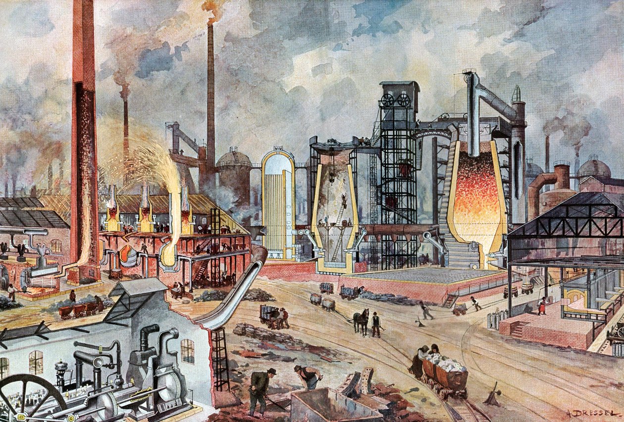 Stålindustri i Tyskland, ca. 1880 (illustration) af August (after) Dressel