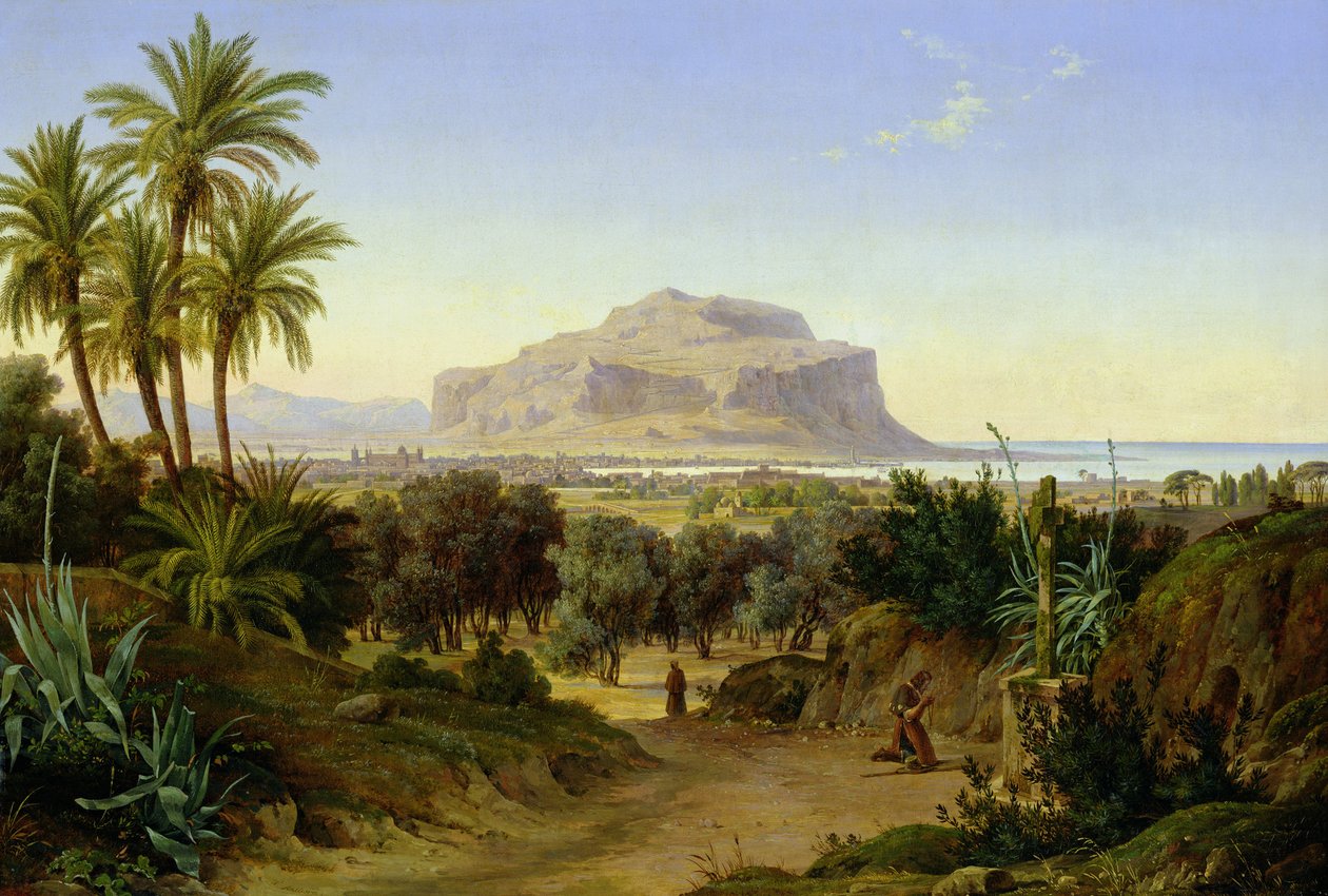 Tysk: Blick auf Palermo mit Monte Pellegrino Udsigt over Palermo med Mount Pellegrino af August Ahlborn
