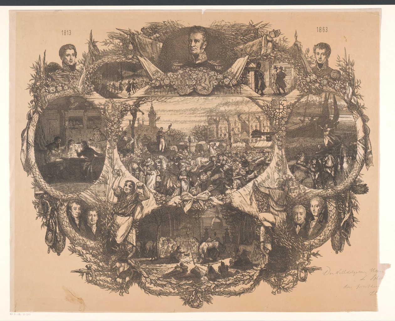 Plade til minde om novemberfestlighederne i 1863 af August Allebe