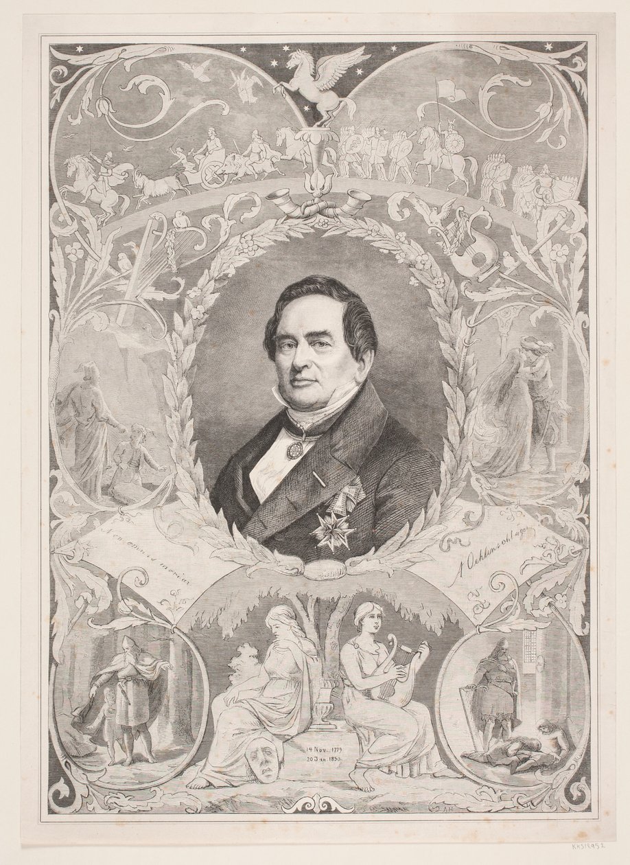 Adam Oehlenschläger. Mindeblad af August Edward Adolf Heimburger