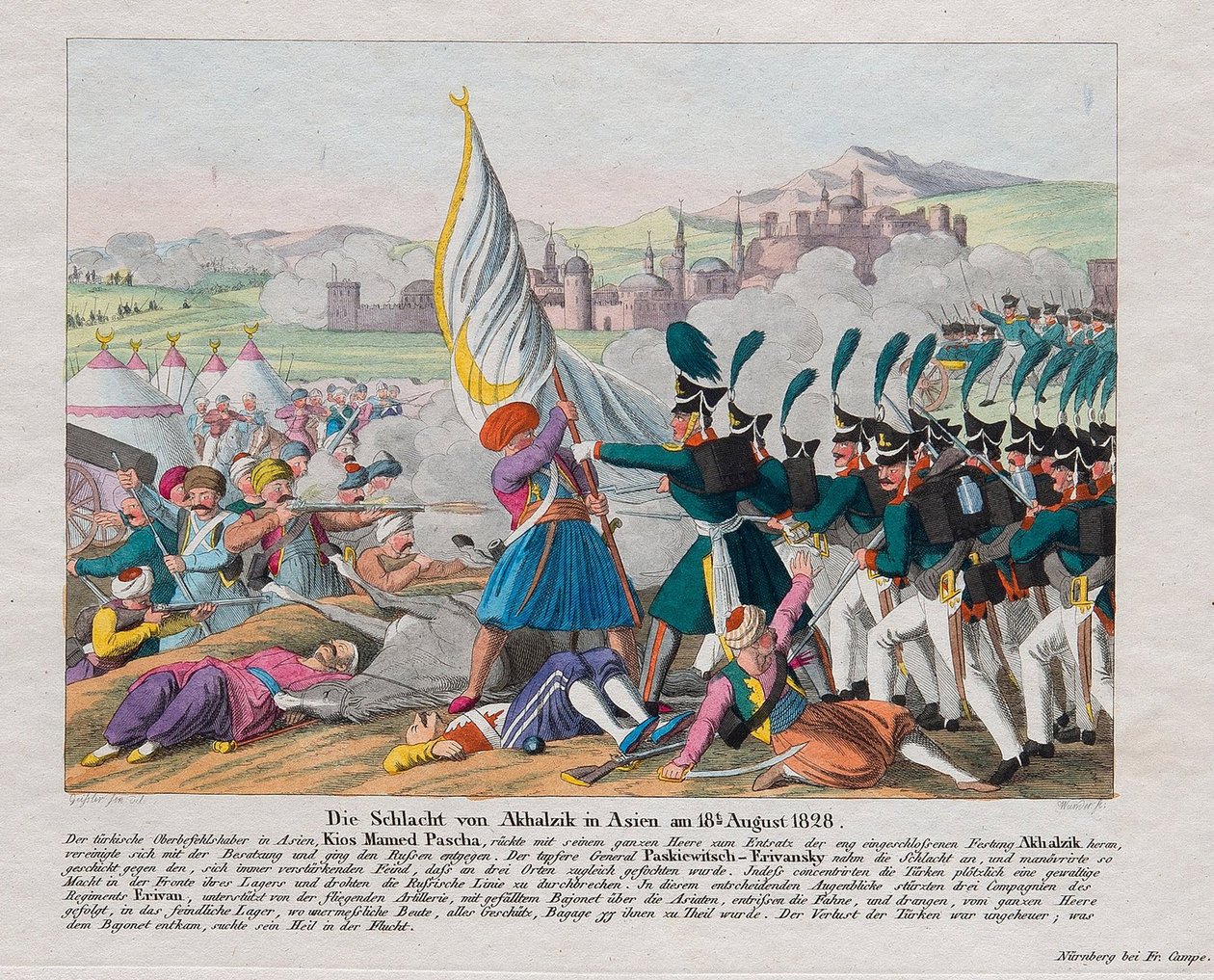 Russisk-tyrkisk krig 1828-1829 - stormen af ​​Akhaltsikhe-fæstningen (eller Rabat-slottet) (Georgien) - stormen af ​​Akhaltsikhe-fæstningen den 27. august af August Friedrich Andreas Campe