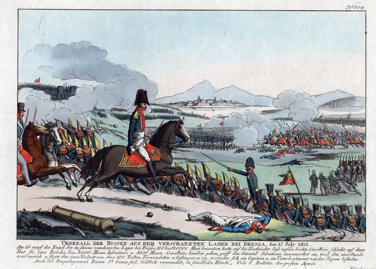 Russisk angreb fra den forankrede lejr ved Dryssa den 15. juli 1812 (bataille de la Drissa, Bielorussie af August Friedrich Andreas Campe