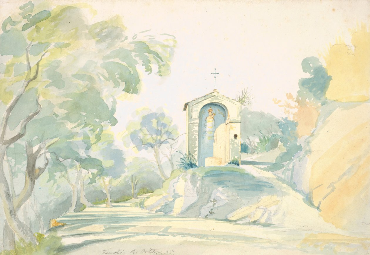 Et vejkapel nær Tivoli, 1835. af August Georg Friedrich Lucas