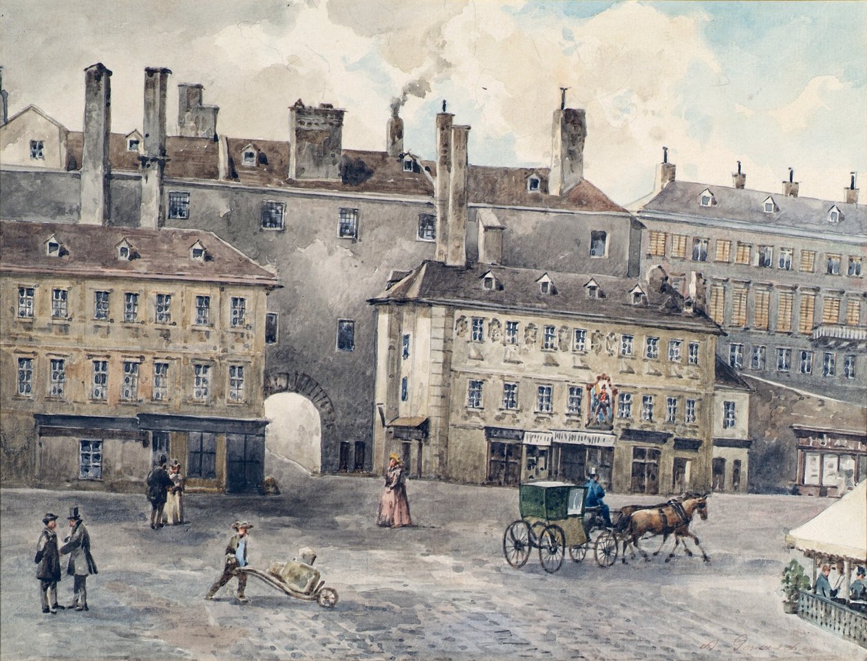 Albertinaplatz med Andreas Hofer-huset i Wien af August Gerasch