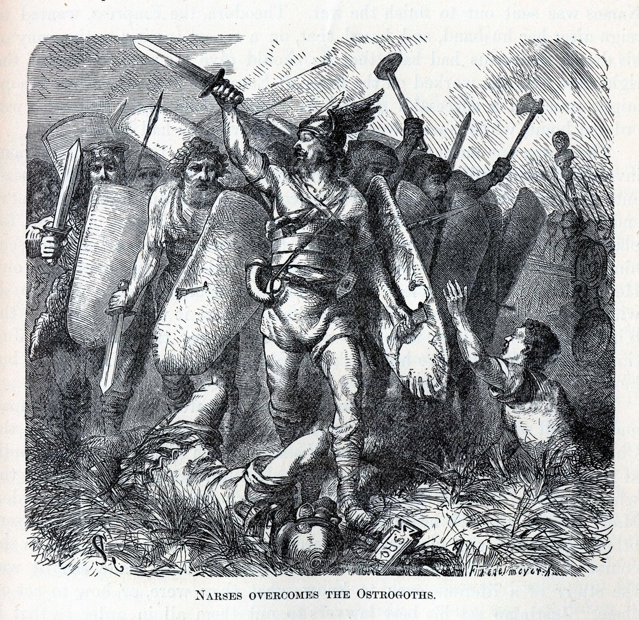 Narses overvinder østgoterne, 1882 af August Heinrich Ferdinand Tegetmeyer