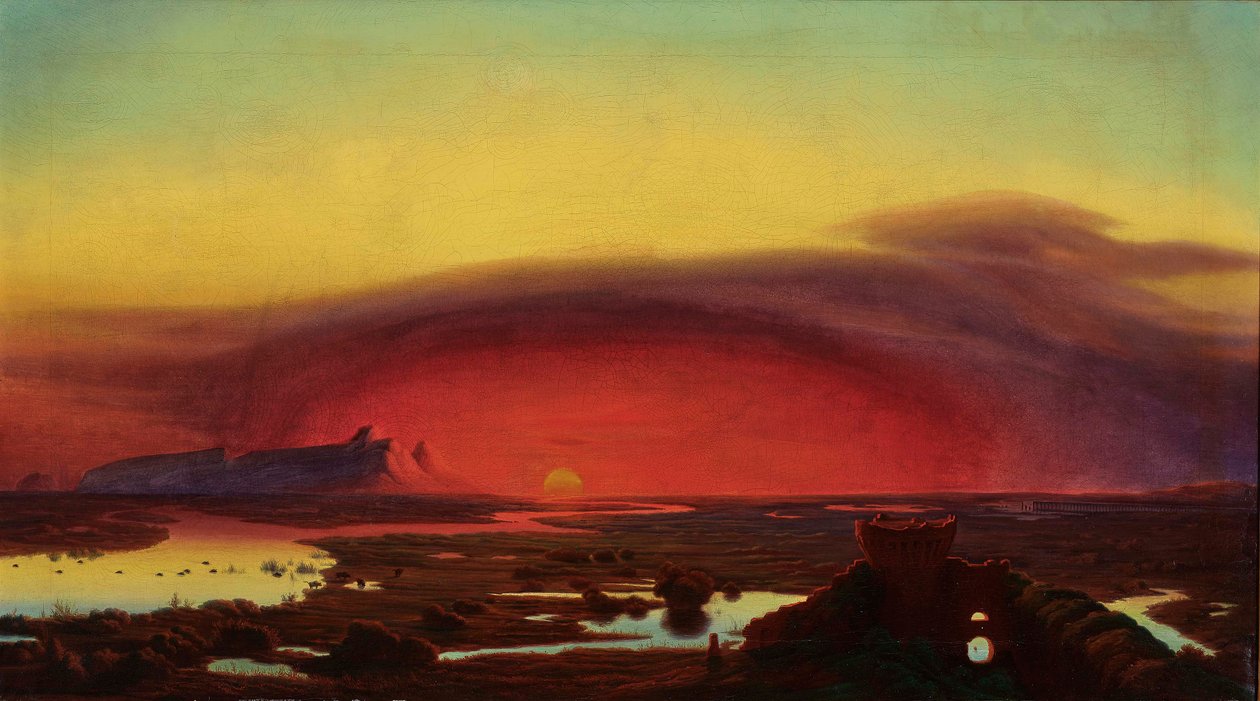 De pontinske sumpe ved solnedgang af August Kopisch