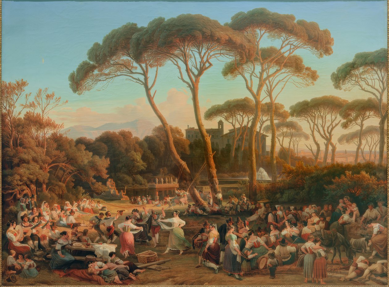 Romersk festival i parken Villa Borghese af August Lucas