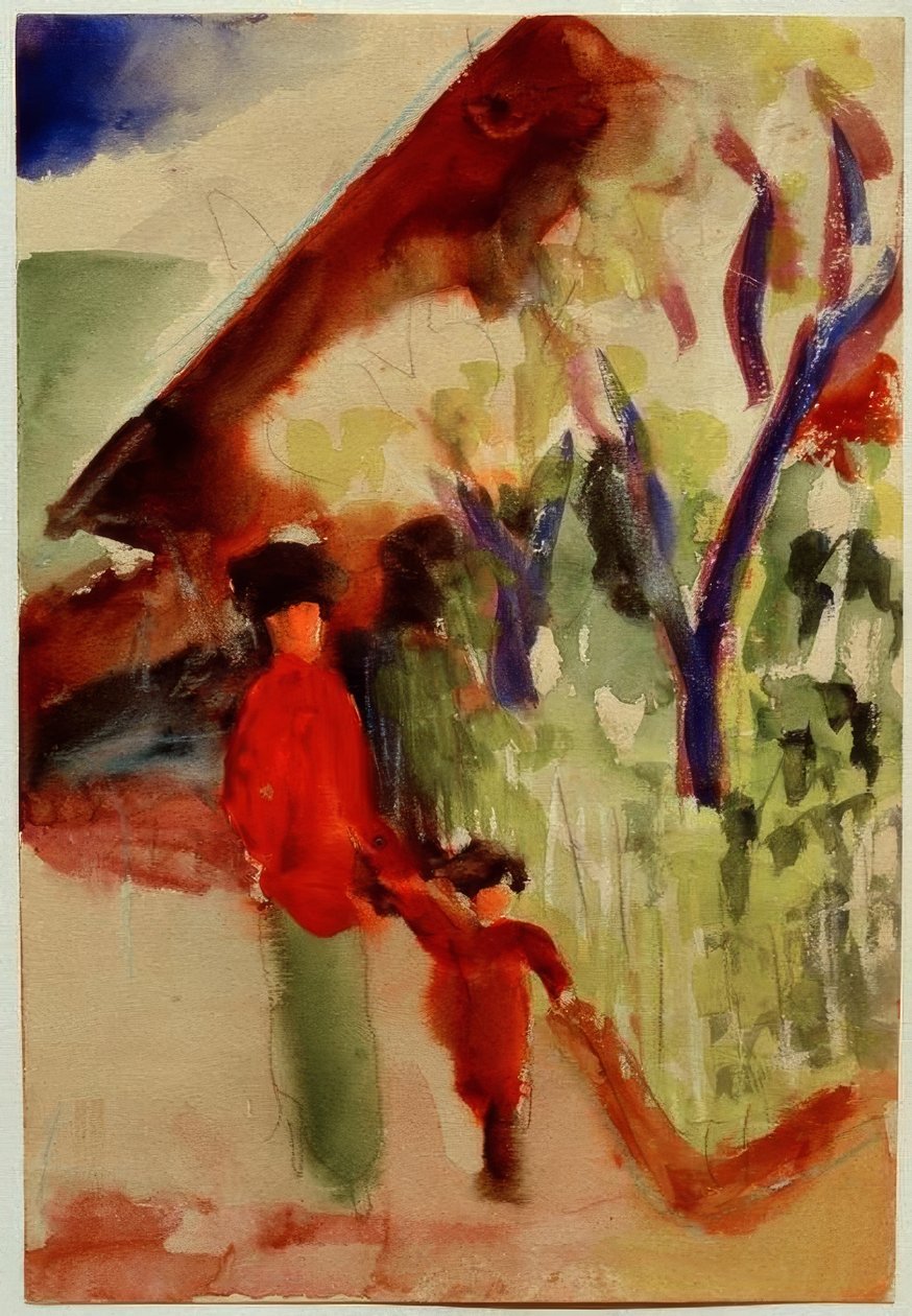 Er Schweizerhaus af August Macke