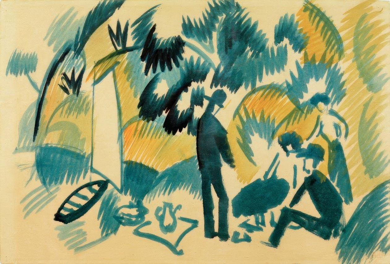 Ved Thun-søen, picnic efter sejlads af August Macke