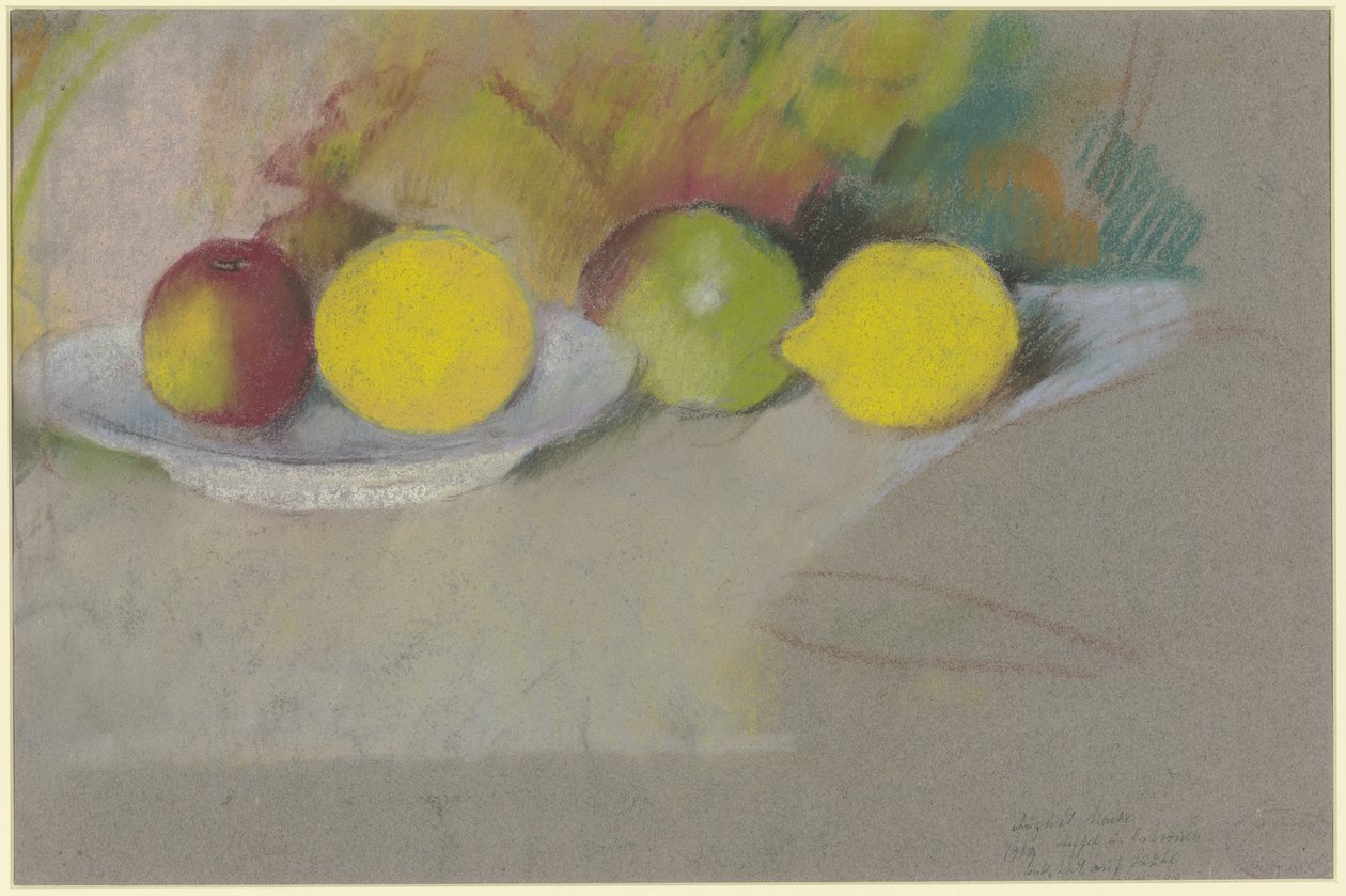 Æbler og citroner, ca. 1909-10 (pastel på papir) af August Macke
